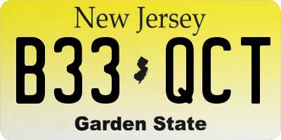 NJ license plate B33QCT