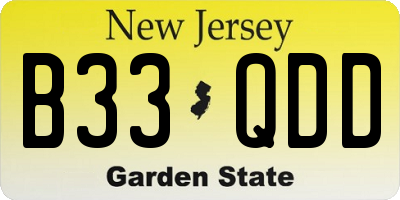 NJ license plate B33QDD