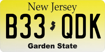 NJ license plate B33QDK