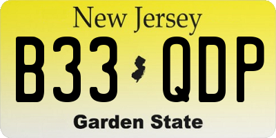 NJ license plate B33QDP