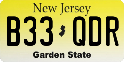 NJ license plate B33QDR