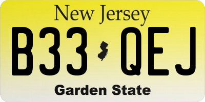 NJ license plate B33QEJ