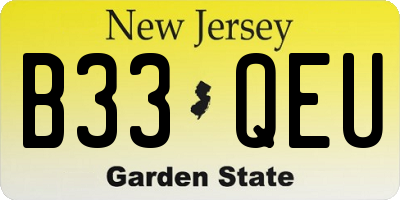 NJ license plate B33QEU