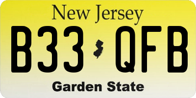 NJ license plate B33QFB