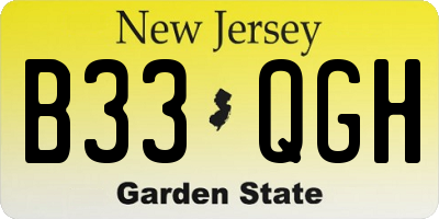 NJ license plate B33QGH
