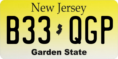 NJ license plate B33QGP