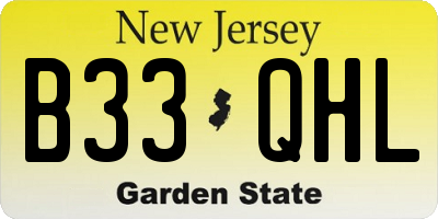 NJ license plate B33QHL