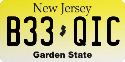 NJ license plate B33QIC