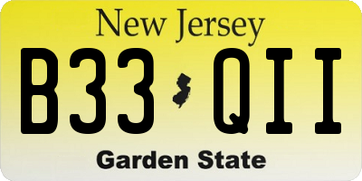 NJ license plate B33QII
