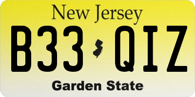 NJ license plate B33QIZ