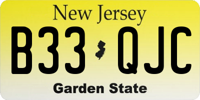 NJ license plate B33QJC