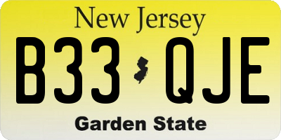 NJ license plate B33QJE