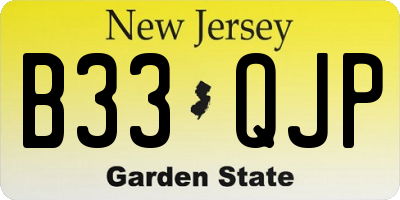 NJ license plate B33QJP