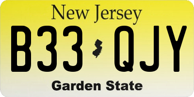 NJ license plate B33QJY