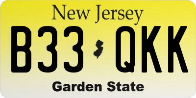 NJ license plate B33QKK