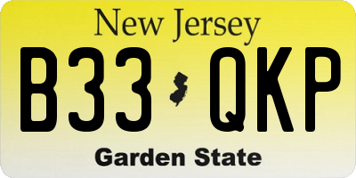 NJ license plate B33QKP