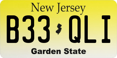 NJ license plate B33QLI
