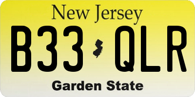 NJ license plate B33QLR