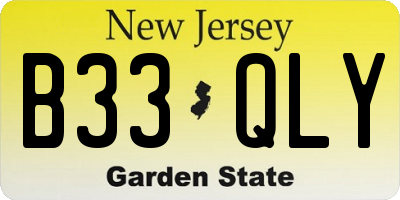 NJ license plate B33QLY