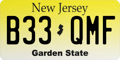 NJ license plate B33QMF