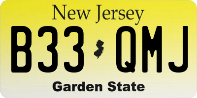 NJ license plate B33QMJ