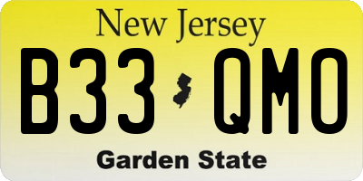 NJ license plate B33QMO