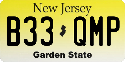 NJ license plate B33QMP