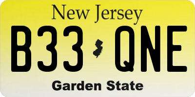 NJ license plate B33QNE