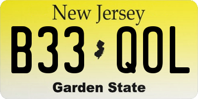 NJ license plate B33QOL