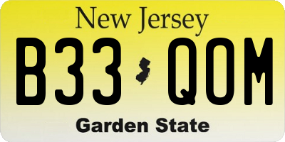 NJ license plate B33QOM