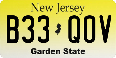 NJ license plate B33QOV