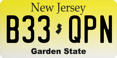 NJ license plate B33QPN