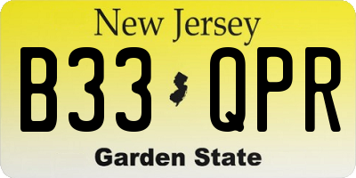 NJ license plate B33QPR
