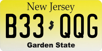 NJ license plate B33QQG