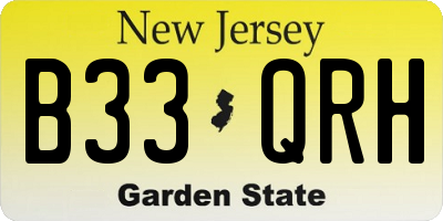 NJ license plate B33QRH