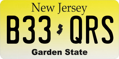 NJ license plate B33QRS