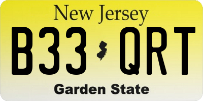 NJ license plate B33QRT