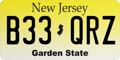 NJ license plate B33QRZ