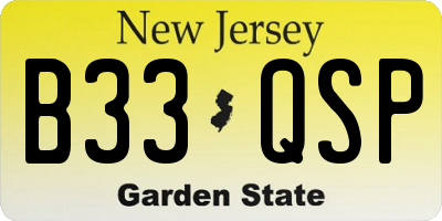 NJ license plate B33QSP