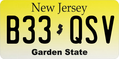 NJ license plate B33QSV