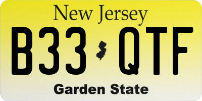 NJ license plate B33QTF
