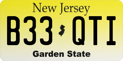 NJ license plate B33QTI
