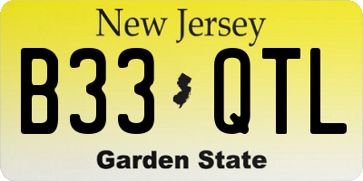NJ license plate B33QTL
