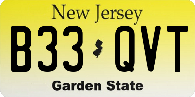 NJ license plate B33QVT