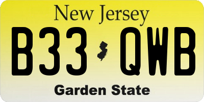 NJ license plate B33QWB