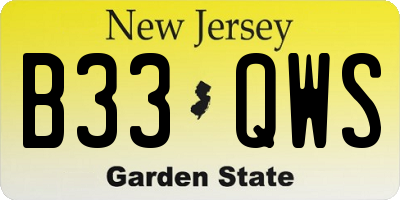 NJ license plate B33QWS