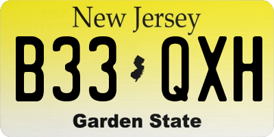 NJ license plate B33QXH