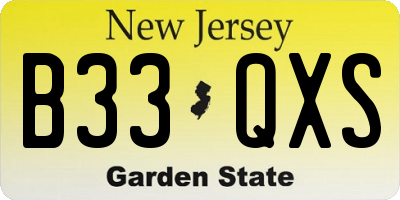 NJ license plate B33QXS