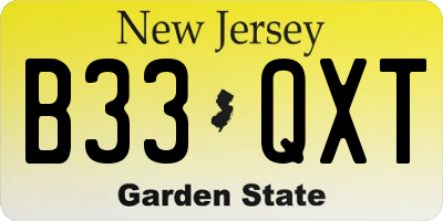 NJ license plate B33QXT