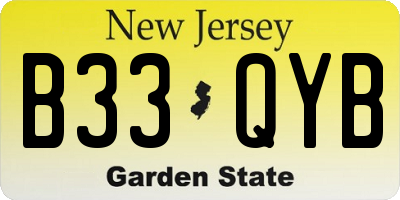 NJ license plate B33QYB